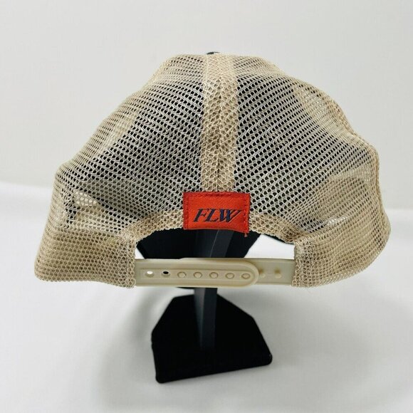 Flw Fishing Hat Cap Outdoor Baseball Adjustable Embroidery Logo Hook Mesh Black - Picture 4 of 10